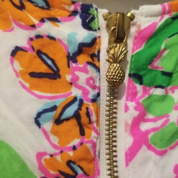 Lilly Pulitzer Target Women's Small V-Neck Floral Tank Top Nosey Posie Zip Back - Picture 3 of 7